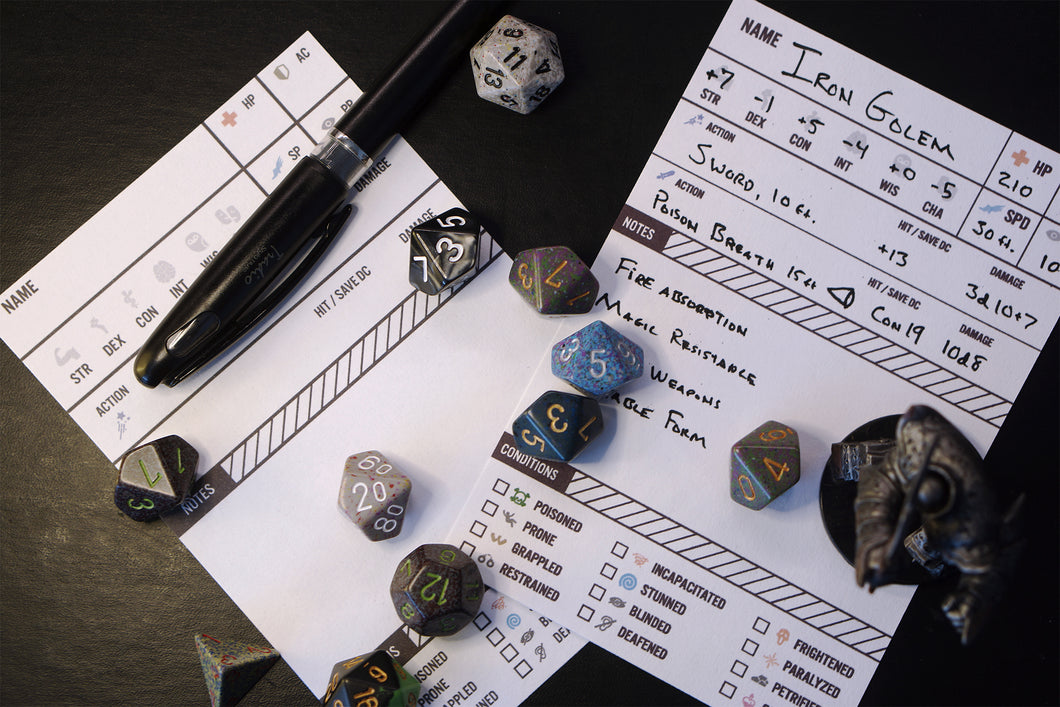 5e NPC Combat Reference Card